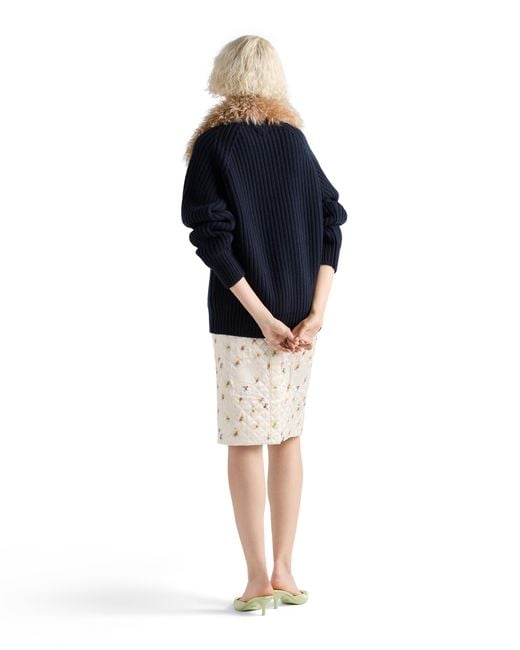 Prada Blue Wool And Cashmere Crew-Neck Sweater