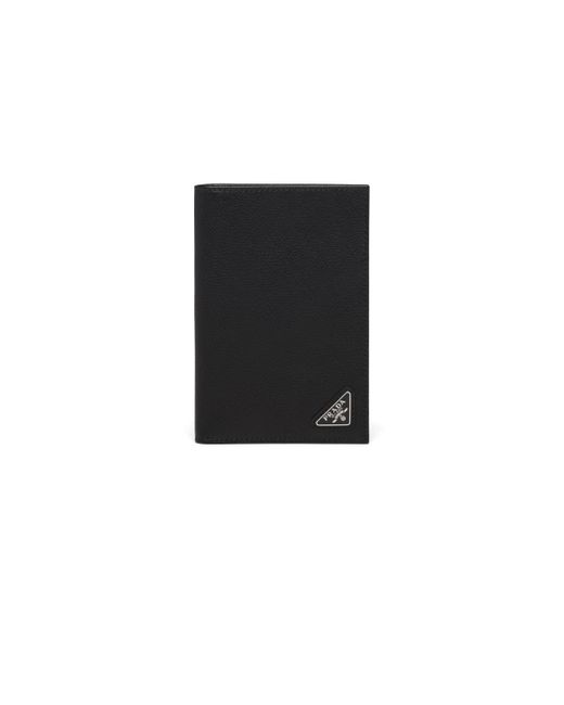 Prada Black Saffiano Leather Passport Holder for men