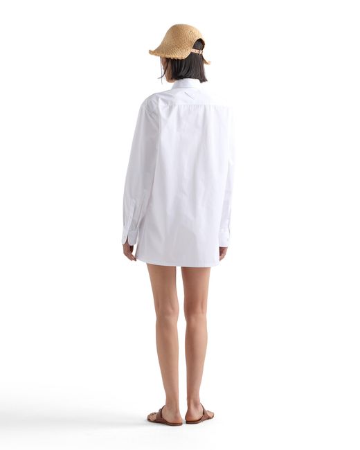 Prada White Embroidered Poplin Shirt