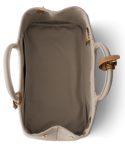 Prada White Jardinière Large Cotton Canvas Handbag, Natural