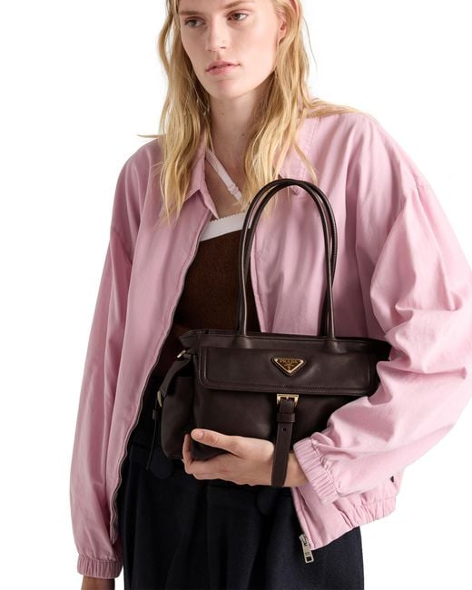 Bolso Tote Explore De Napa Mediano, Mujer Prada de color Black