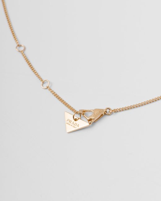 Prada White Eternal Gold Cut-out Pendant Necklace In Yellow Gold