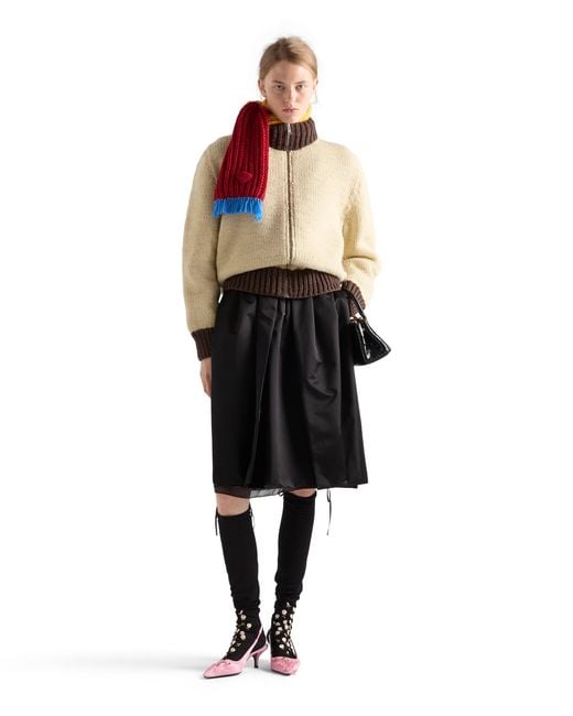 Prada Natural Wool Zipper Cardigan