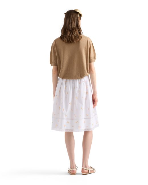 Prada Natural Short-Sleeved Cashmere Sweater, Desert