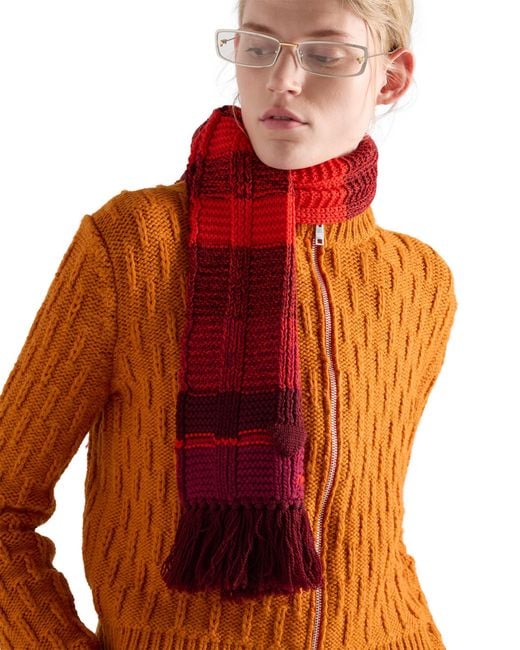 Prada Red Wool Scarf