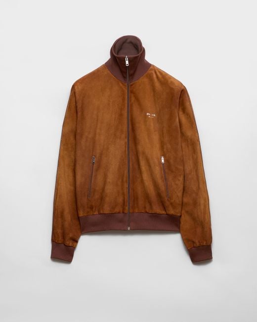 Prada Brown Suede Blouson Jacket for men