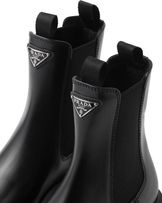 Prada Black Chelsea Boots Monolith Aus Leder