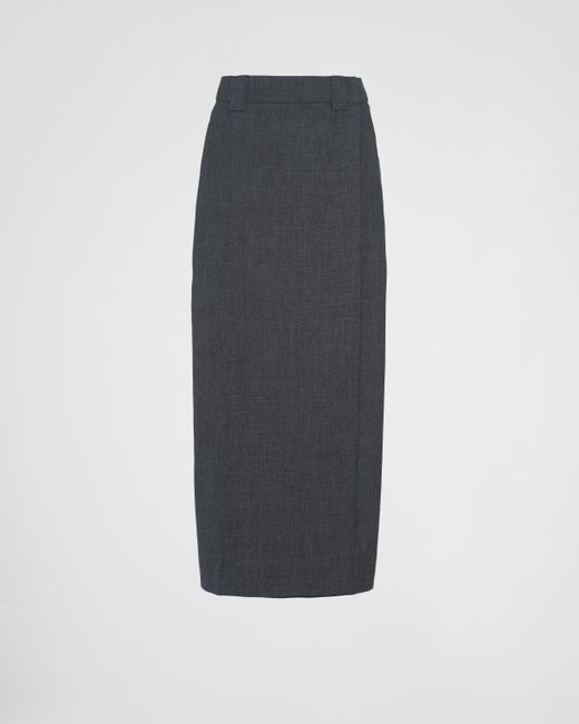Prada Blue Wool Midi-skirt