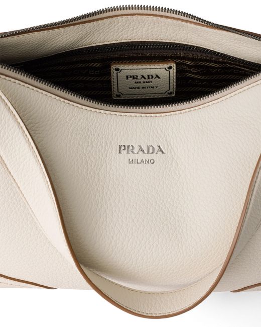 Prada Natural Aimèe Large Leather Shoulder Bag