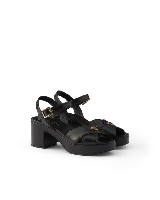 Prada Black Nappa Leather Platform Sandals