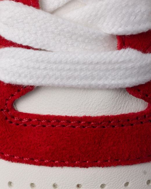Prada Red Downtown Bold Nappa Leather And Suede Sneakers