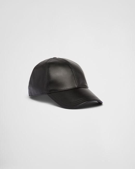 Prada Black Nappa Leather Baseball Cap for men