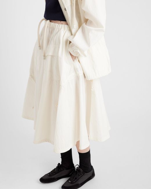 Prada White Technical Pongé Skirt