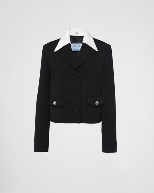 Prada Black Single-breasted Wool And Satin Jacket