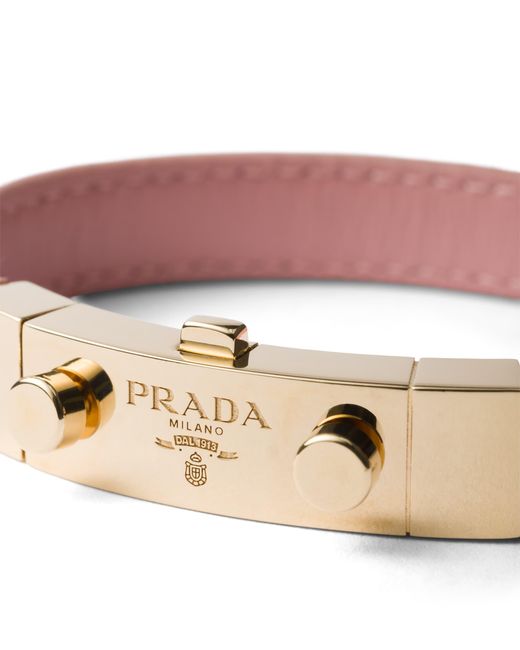 Prada Pink Saffiano Leather Bracelet