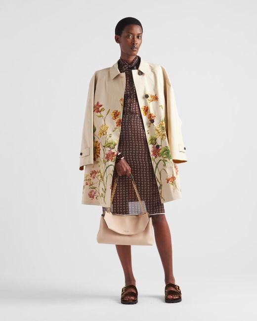 Prada Brown Printed Chiffon Midi-Skirt