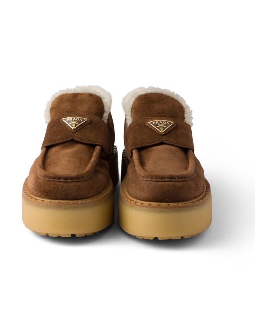 Prada Brown Suede Loafers