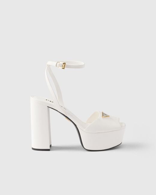 Sandales Compensées En Cuir Nappa Prada en coloris White