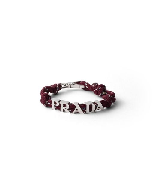 Prada White Cord Bracelet for men