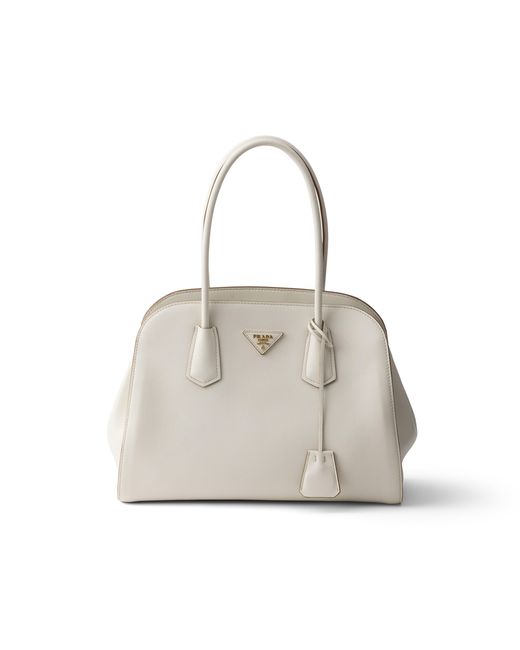 Prada White Medium Leather Tote Bag