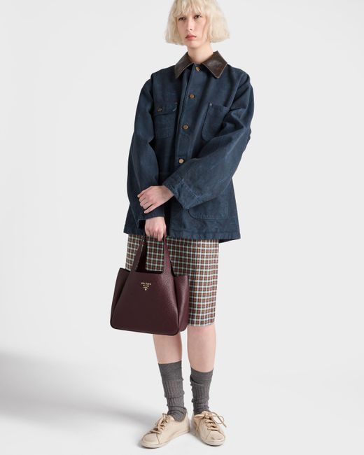 Prada Purple Kleine Tote Bag Aus Leder