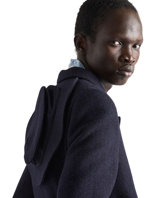 Prada Blue Double-Breasted Wool Coat for men