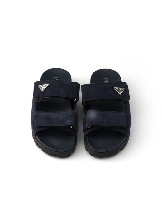 Prada Blue Suede Band Sandals for men