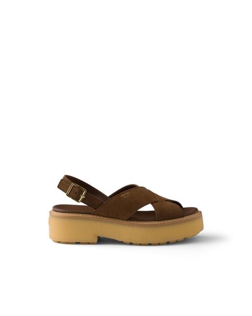 Prada Brown Suede Sandals