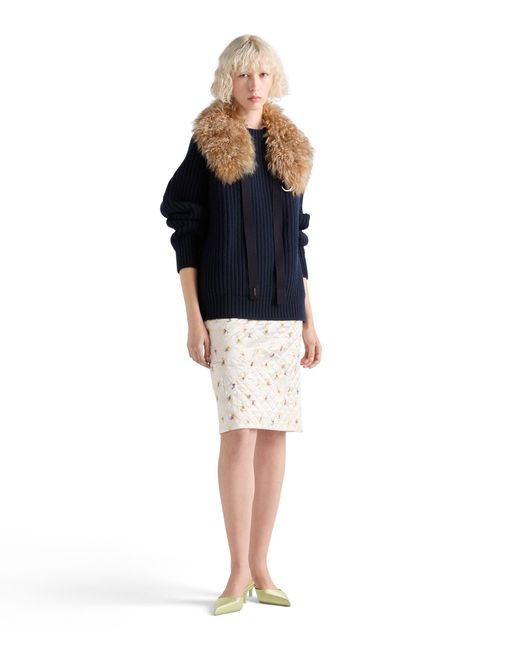 Prada Blue Wool And Cashmere Crew-Neck Sweater