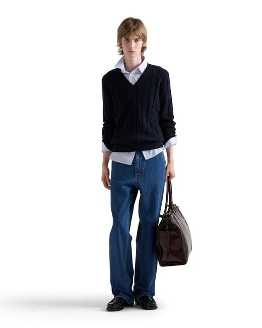 Prada Blue Light Denim Pants for men