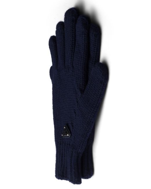 Prada Blue Wool And Cashmere Gloves for men