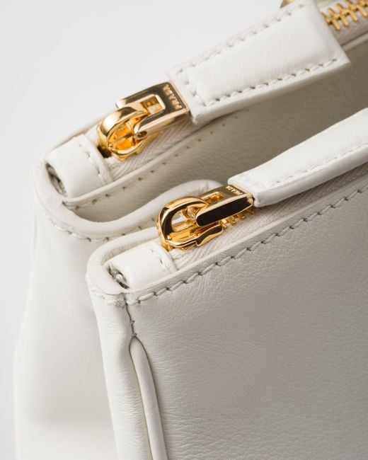 Prada White Große Galleria Tasche Aus Leder