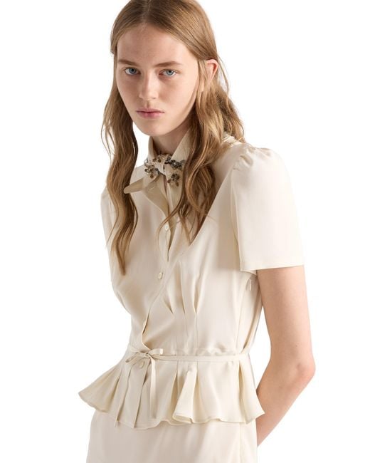 Prada White Embroidered Marocain Dress