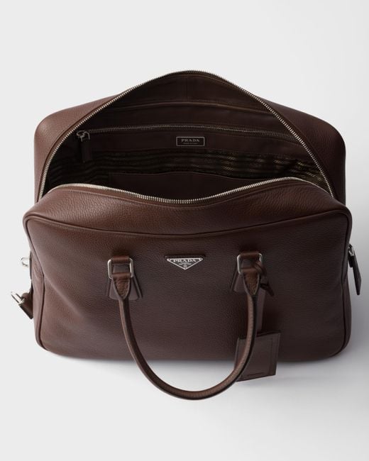 Prada Brown Leather Work Bag for men