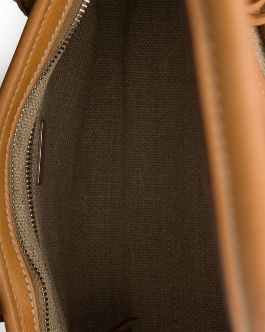 Prada White Bonnie Medium Linen And Leather Handbag