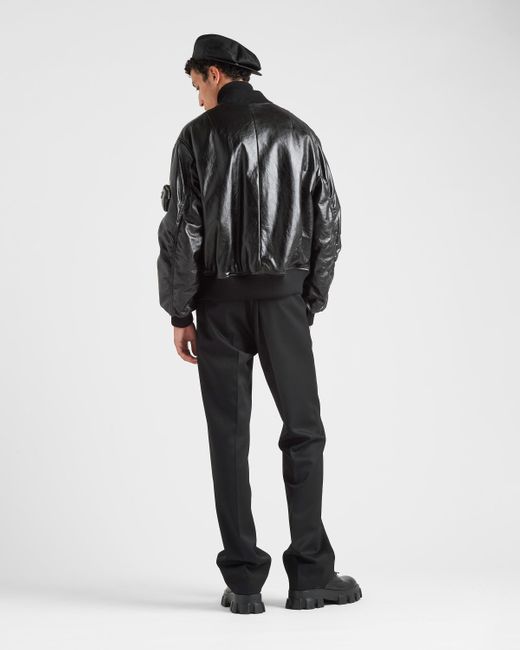 Prada Black Nappa Leather Bomber Jacket for men