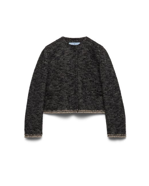 Prada Black Single-Breasted Double Tweed Jacket