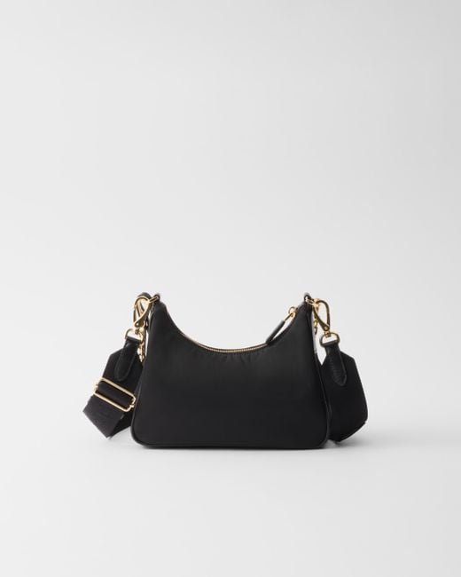Prada Black Re-Edition 2005 Tasche Aus Re-Nylon Und Saffiano-Leder