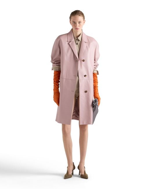 Prada Pink Nappa Leather Coat