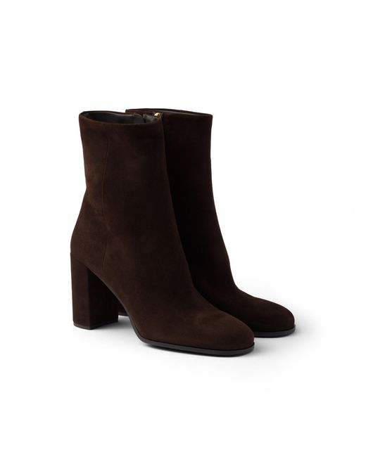 Prada Black Suede Booties
