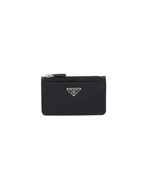 Prada Black Saffiano Leather Card Holder for men