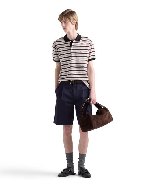 Prada White Short-Sleeved Cotton Polo Shirt for men