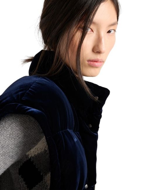 Chaqueta De Plumón Y Terciopelo, Mujer, Talla Prada de color Black
