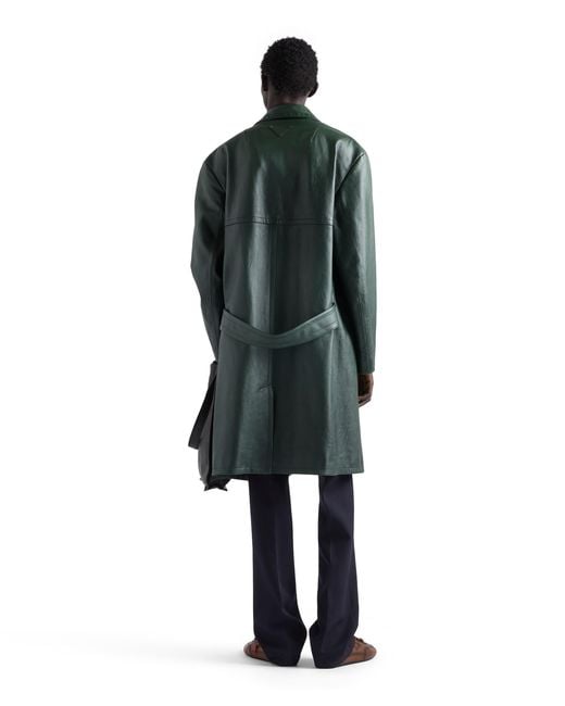 Prada Green Leather Coat for men