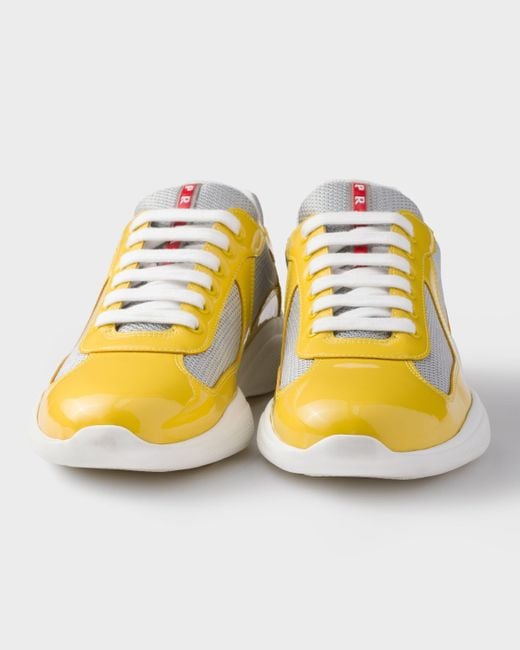 Prada Yellow Patent Leather And Technical Fabric America's Cup Sneakers for men