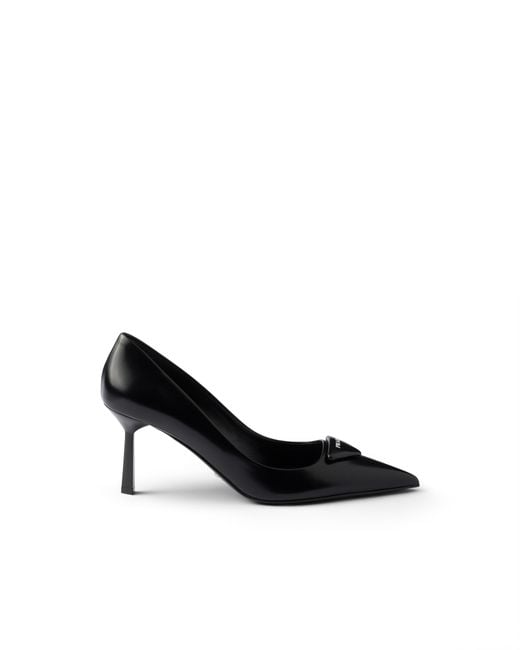 Prada White Brushed Leather Pumps