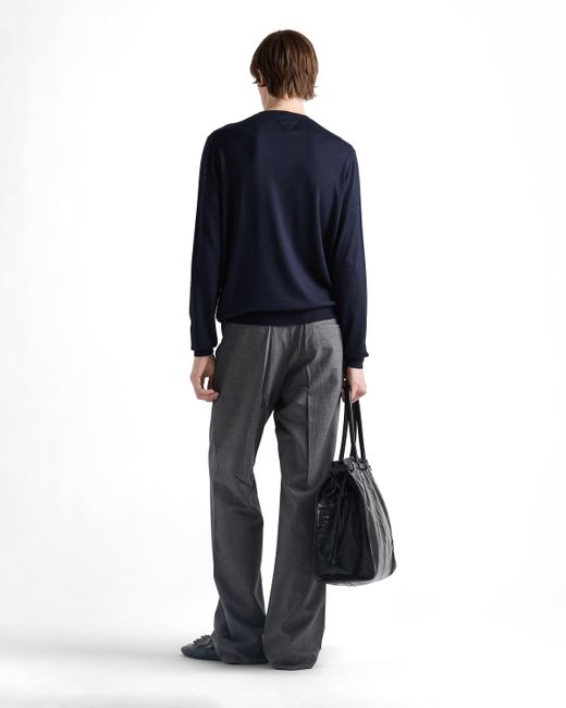 Jersey De Seda Y Cachemir Con Cuello Redondo Prada de hombre de color Blue