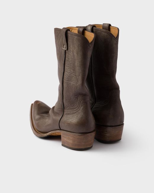 Prada Stiefel Aus Leder in Brown für Herren