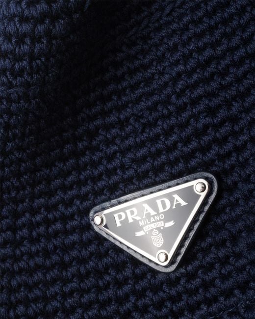 Prada Blue Crochet Bucket Hat for men