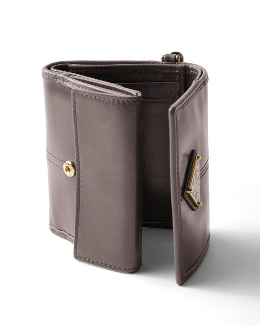 Prada Gray Small Leather Wallet